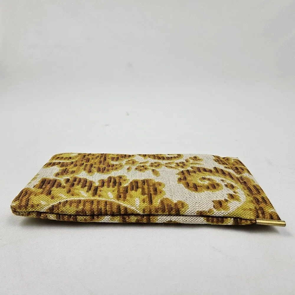 Vtg Optical Fashion by Rosanne Eyeglasses Case Gold Tapestry Kiss Lock MCM Boho